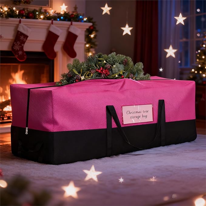 Christmas Tree Storage Bag, Fits Up 8 Ft Tall Artificial Trees, Heavy-Duty 600D Oxford Tree Bag with Reinforced Handles Zipper Clear Pocket, Storage Bags for Moving Items, Clothing, Outdoor, Bedding