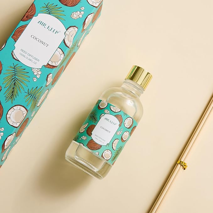 Airkeep Reed Diffuser Oil Set with Reed Sticks,Rose Aromatherapy Oil Scent Diffuser for Home Office Bathroom Decoration Perfume and Gifts 3.38oz/100ml