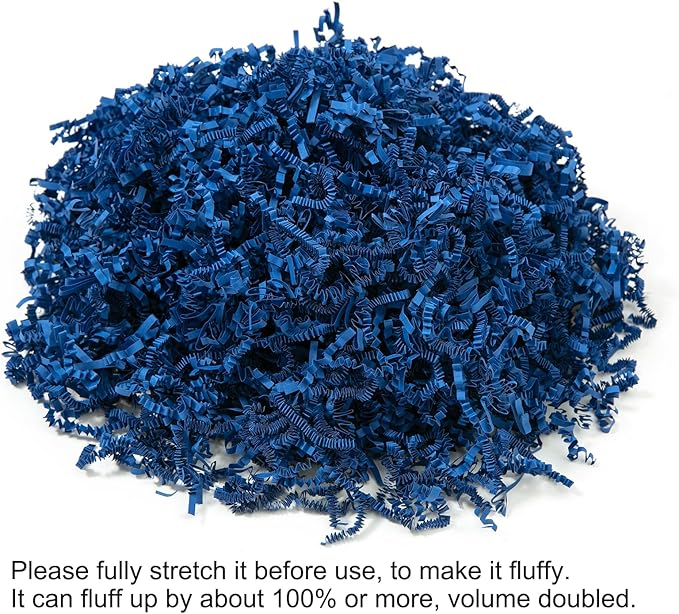 Mefleet 1 LB Crinkle Cut Paper Shred Filler Dark Blue Crinkle Shredded Paper for Gift Box - Gift Basket Bag Filler - Grass Cushion Stuffing for Father's day, Birthday Packaging Wrapping