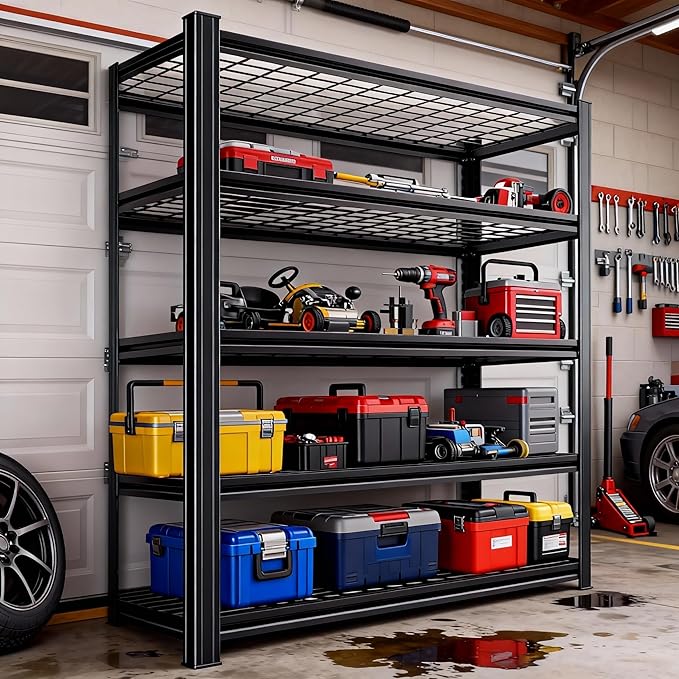 Notmise Garage Shelving, Heavy Duty 5-Tier Wire Shelving Unit, 72" H x 48" W x 24" D, 2500 lbs Load Capacity Storage Shelves, Adjustable Metal Shelves for Garage, Kitchen, and Pantry Storage