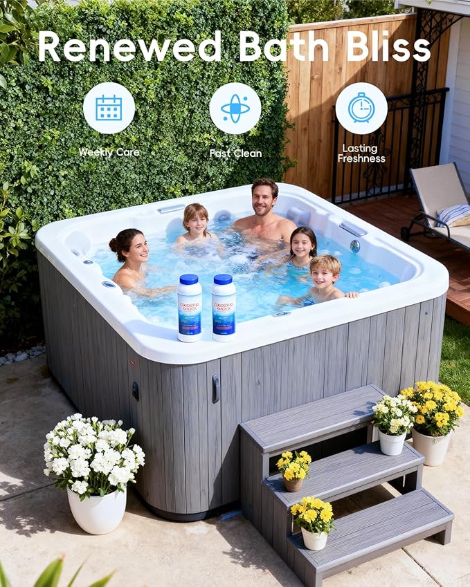 32 Oz Non-Chlorine Oxidizing Shock for Hot Tub, Oxidizer for Spas and Swimming Pools, Hot Tub Shock, 2 Pack