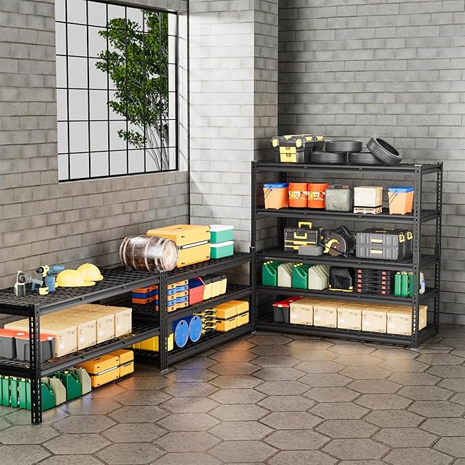 cynnda 5-Tier 60" W X 24" D X 78" H Garage Shelving Metal Storage Shelves 3300LBS Heavy Duty Industrial Shelving Adjustable Garage Shelf Unit Utility Storage Racks(Black)