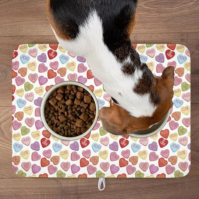 Valentine’s Day Dish Drying Mat for Kitchen Counter 24x18 Inch Colorful Love Drying Mat with Absorbent Reversible Microfiber Holiday Dish Drainer Mats Rack Pad for Coffee Countertop Protector