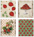 LARTSFRO Swedish Dishcloths for Kitchen, Papaya Reusable Paper Towels Washable, Vintage Strawberries Swedish DishCloths for Friut, 4 Pack Dish Towels for Kitchen
