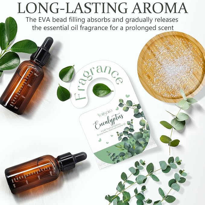 14 PCS Eucalyptus Sachets Bags for Drawers and Closets, Long Lasting Scented Sachets Air Fresheners, Natural Odor Eliminator, Home Fragrance for Wardrobe, Shoe Cabinet, Car & Bathroom Potpourri Bag