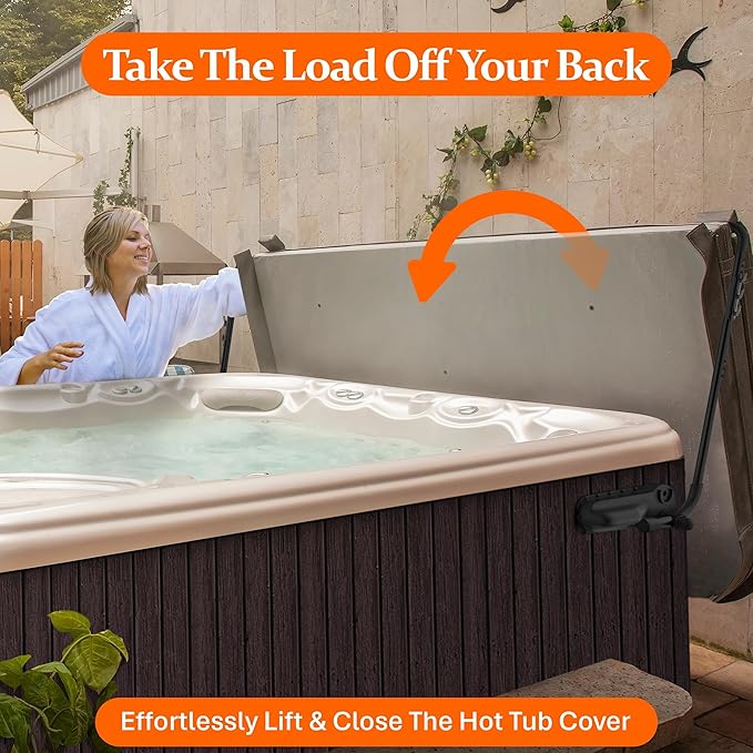 Byers Choice Hot Tub Cover Lifter - 96" to 72" Pivot Top Mount Spa Cover Lift - Adjustable Hot Tub Cover Lift - Fits Most Spa Hot Tubs - Collapsible Spa Cover Lifter - Reinforced Brackets Lift
