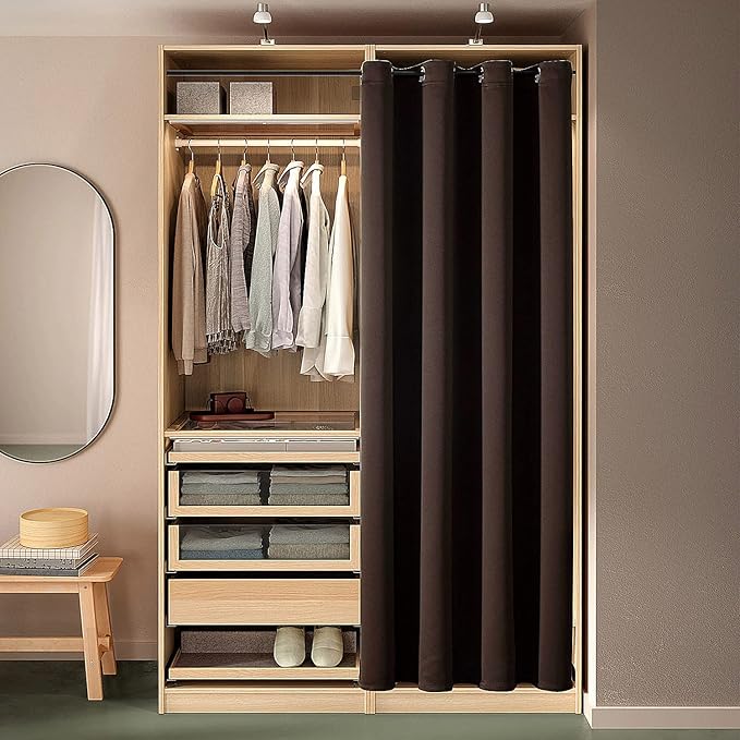 ChrisDowa Blackout Door Curtains for Doorway Privacy, Grommet Closet Curtains for Bedroom Closet Door, Thermal Insulated Temporary Doorway Cover Room Divider Drapes (1 Panel, Brown, 52 x 80 Inch)