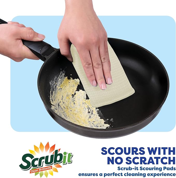 Multi-Purpose Scouring Pad by Scrub-It - Non-Scratch Cleaning Dobie Pads for Pots, Pans, Dishes, Utensils & Non-Stick Cookware - Sponge Scrubbers Use for Kitchen, Bathroom & More (6 Pack)