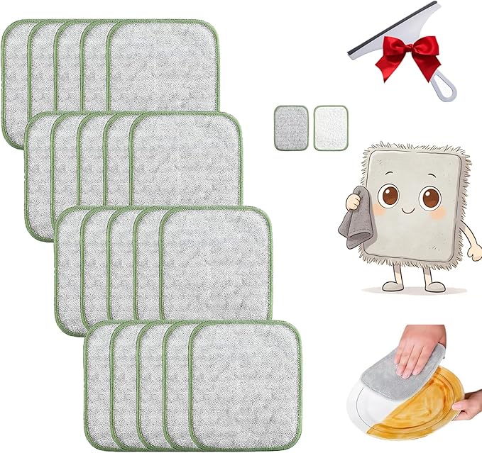 Multipurpose Wire Dishwashing Rags for Wet and Dry, Reusable Wire Miracle Cleaning Cloths, Stainless Steel Wire Cleaning Cloth Dish Rags, Silver Mesh Dishcloth, for Pots,Pans,Sinks (20pc)