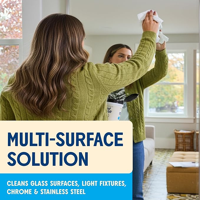 Aunt Fannie's Glass & Window Cleaning Wipes, Natural Streak-Free Glass Cleaner, 35 Count (Pack of 6)