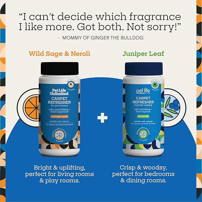 Pet Life Unlimited Carpet Refresher & Deodorizer Powder - Pet Safe, Plant Based Wild Sage & Neroli Scent, Made in USA - 16oz (Pack of 1)