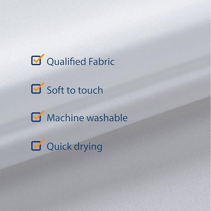 N&Y HOME Fabric Small Stall Shower Curtain Liner Extra Long 36 x 84 inches, Hotel Quality, Washable, Water Repellent, White Bathroom Curtains with Grommets, 36x84