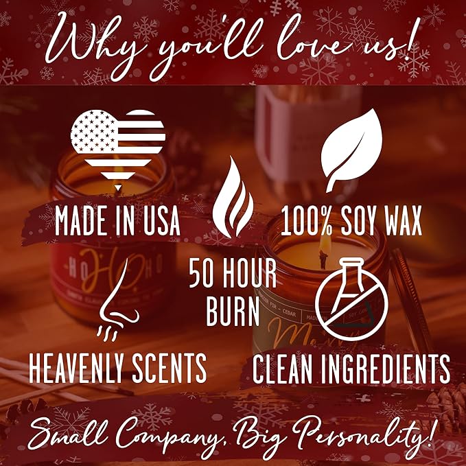 Christmas Candles Scented – ‘Merry & Bright’ Soy Christmas Candle, w/Cranberries, Cinnamon & Orange - Infused with Essential Oils I Holiday Candles I 9oz, 50Hr, Made in USA