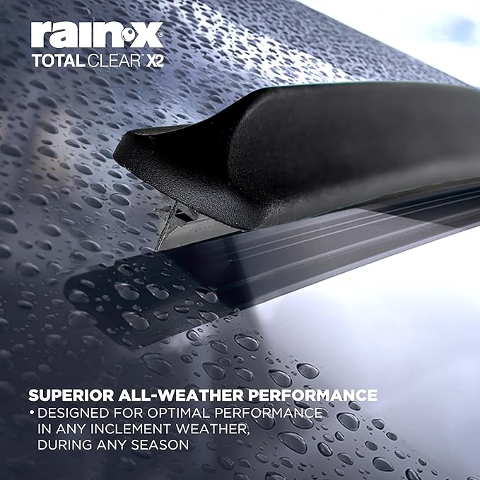 Rain-X 810337 Total Clear Beam Wiper Blades 20" & 20" Windshield Wipers for All-Weather Performance, Rubber Squeegee for Smooth Clean Wipe & Quiet Operation - 2 Pack Value