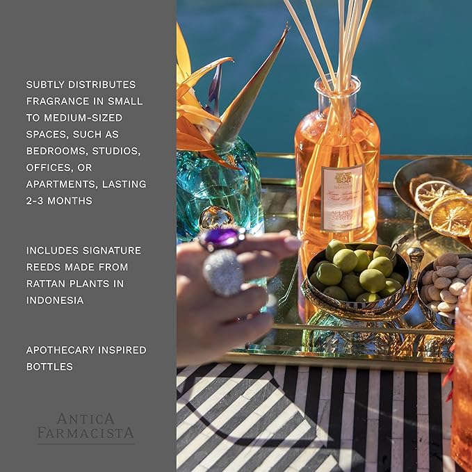 Antica Farmacista Home Ambiance Diffuser - Long-Lasting Reed Scent Diffuser - Luxury Room Freshener Gift - Aperol Spritz, 8.45 fl oz