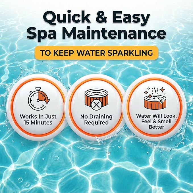 Spa Chemicals for Hot Tub – 5-in-1 Hot Tub Maintenance Kit & Cleaner – Inflatable Hot Tub Accessories for Adults – Outdoor Spa Clarifier – Helps Remove Scum & Cloudy Water – Made in USA – 16oz