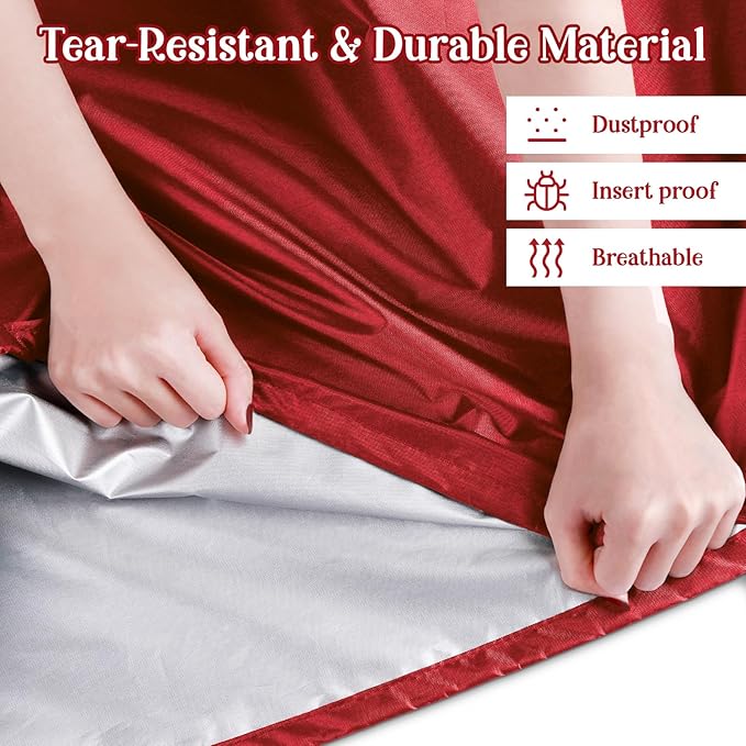 Upright Christmas Tree Storage Bag - Fits Topiary Trees Up to 9ft, Durable Lightweight Vertical Cover for Holiday Trees & Topiaries, Easy Xmas Storage (Red, 9FT)