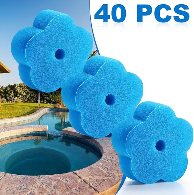Patelai 40 Pcs Hot Tub Sponge Spa Cleaning Sponges for Hot Tub Oil Absorbing Cleaning Scum for Spa, Bathtub and Swimming Pool to Soak up Oils Bathtub Accessories(Flower)