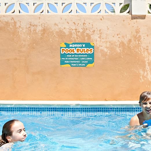 Custom Pool Sign, Pool Rules Soak Up The Sunshine For Pool Décor Sign, 10x14 Inches, Rust Free .040 Aluminum, Fade Resistant, Made in USA by Sigo Signs