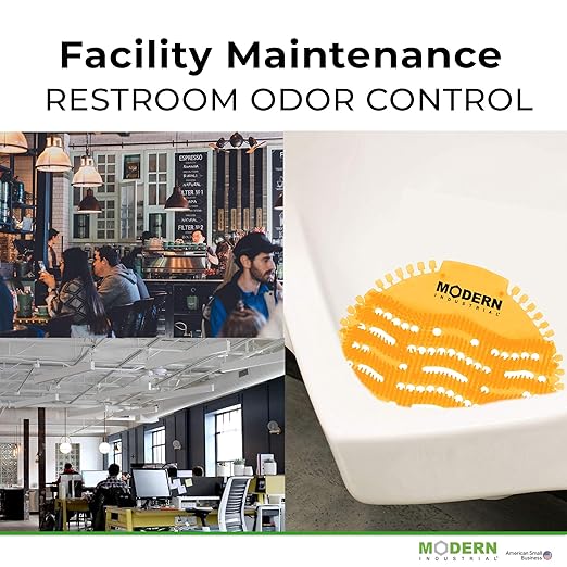 Modern Industrial Urinal Screen Deodorizer 10-Pack - Urinal Freshener and Urine Odor Eliminator - Fits Most Urinals in Schools, Restaurants, Offices, Long-Lasting Ocean Mist Scent - Blue