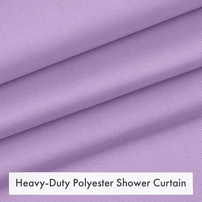 Amazer Lavender Purple Shower Liner Cloth Waterproof, Soft Shower Curtain Liner Fabric with Weighted Stones, Washable Shower Curtain and Liner 2-in-1, 120G Heavy Duty, 12 Grommet Holes, 72 x 72 Inches