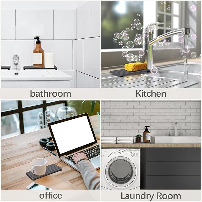 NiuYichee 2 PCS Water Absorbent Diatomite Coasters (7.1" x 3.5"), Grooved Design, Water Absorbing Stone Used for Hand Soaps & Plants & toiletries in The Modern Home