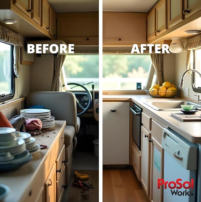 PROSOL WORKS RV Interior Cleaner 16 oz - Camper All Purpose Cleaner for RVs, Toilet, Countertops, Flooring, Upholstery, Fabric, Leather & More - Natural Clean - Safe on All Surfaces