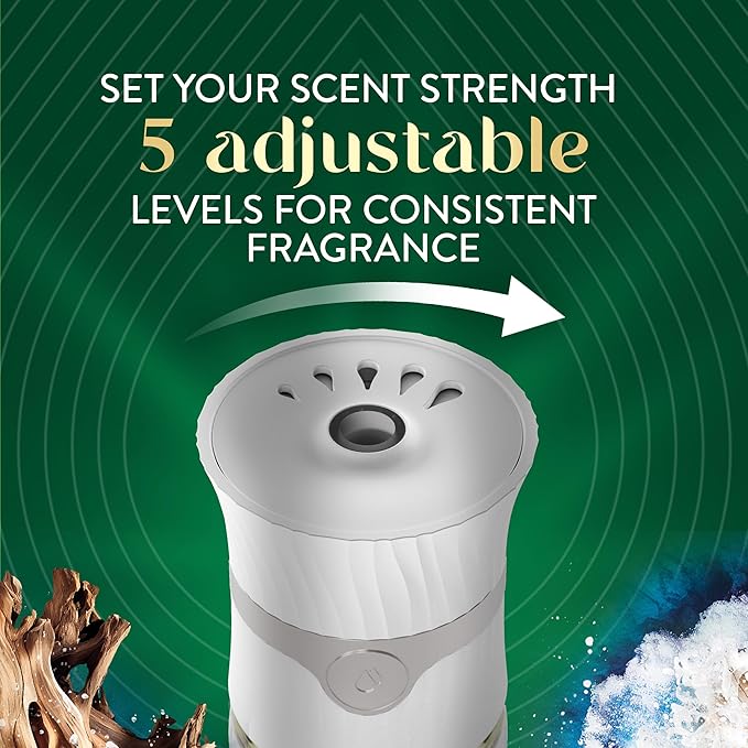 Air Wick Vibrant Plug In Scented Oil Refill, Infused with Essential Oils, Plug In Air Fresheners for Home, Deep Blue Sea & Beach Wood, 5 ct