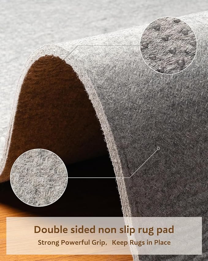 Resare Non Slip Rug Pad Gripper Extra Thick Dual Surface Felt Under Rug for Area Rugs and Hardwood Floors,Super Cushioned Non Skid Carpet Padding - 6x9 Feet 1/4" Double-Sided Non Slip
