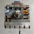 Personalized Wooden 2D Flat Print Container Ship Themed Wall Hooks for Living Room Hallway Office Custom Name Container Crane Coat Rack Port Transportation Key Storage Holder for Women Men Friends