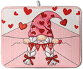 Valentine's Day Love Letter Dish Drying Mat for Kitchen Counter, Love Letter Gnome Absorbent Dish Pad Large Dish Drainer Mats for Countertop 18x24 Inch
