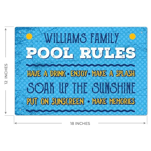 Custom Pool Sign, Pool Rules Make A Splash for Pool Décor Sign, 12x18 Inches, Rust Free .063 Aluminum, Fade Resistant, Made in USA by Sigo Signs