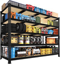 PrimeZone 60" W X 24" D X 72" H Heavy Duty Garage Storage Shelves - Adjustable Metal Shelving Unit, 5 Tier Industrial Shelves for Storage Standing Utility Rack for Warehouse, Pantry, Basement, Black