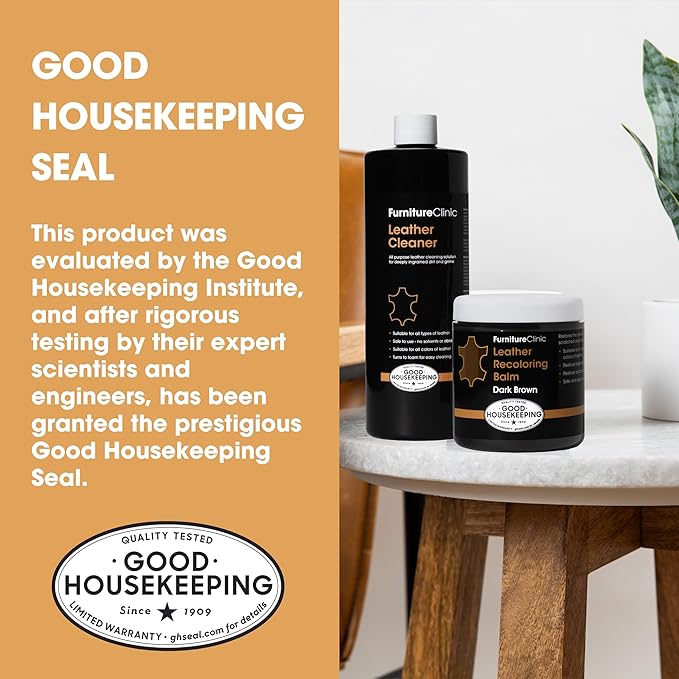 Furniture Clinic Leather Easy Restoration Kit | with Leather Recoloring Balm, Cleaner, Sponge, and Cloth | Leather Repair Kit for Scratched and Faded Furniture (Dark Grey)