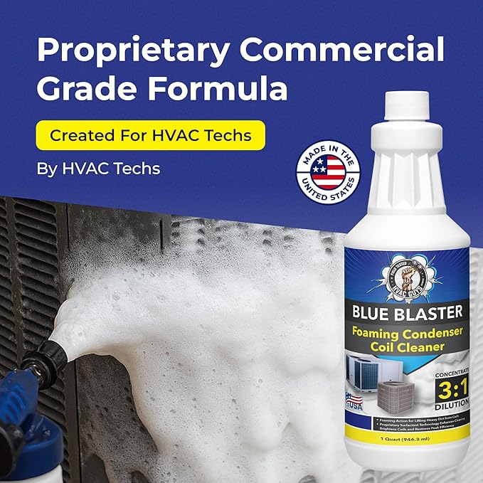 Leak Saver Foaming AC Condenser Coil Cleaner 4PK - 1 Quart | Concentrated Formula Makes 1 Gallon | Extreme Duty Foaming Condenser Cleaner for AC Unit