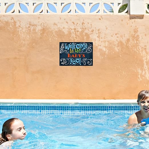 Custom Pool Sign, Welcome To The Pool Fun Colors For Pool Décor Sign, 10x14 Inches, Rust Free .040 Aluminum, Fade Resistant, Made in USA by Sigo Signs