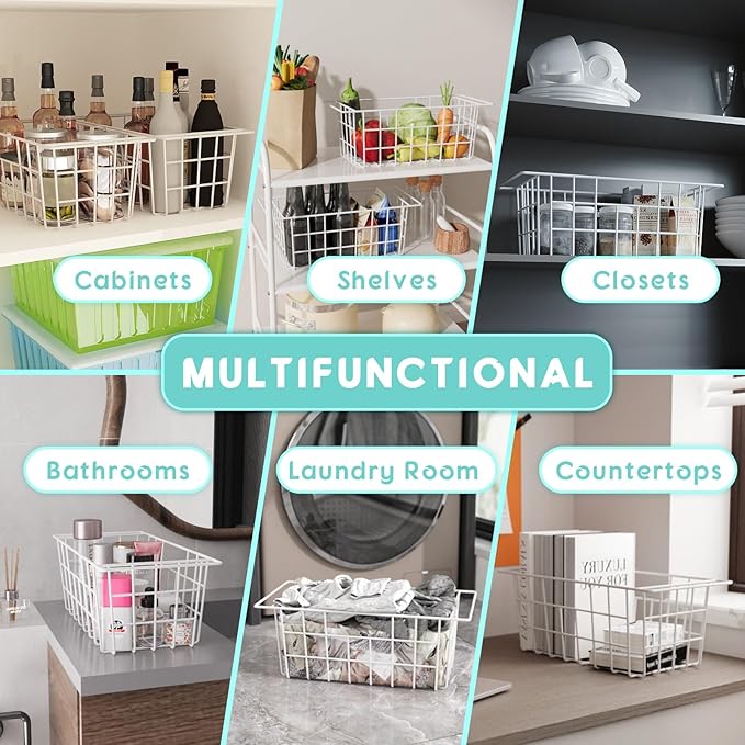 DPZM 2Packs 17.5 inch Chest Freezer Organizer, Refrigerator Organizer Bins, Freezer Baskets with Handles, Metal Wire Baskets for Snacks, fruits, Potatoes, Meat