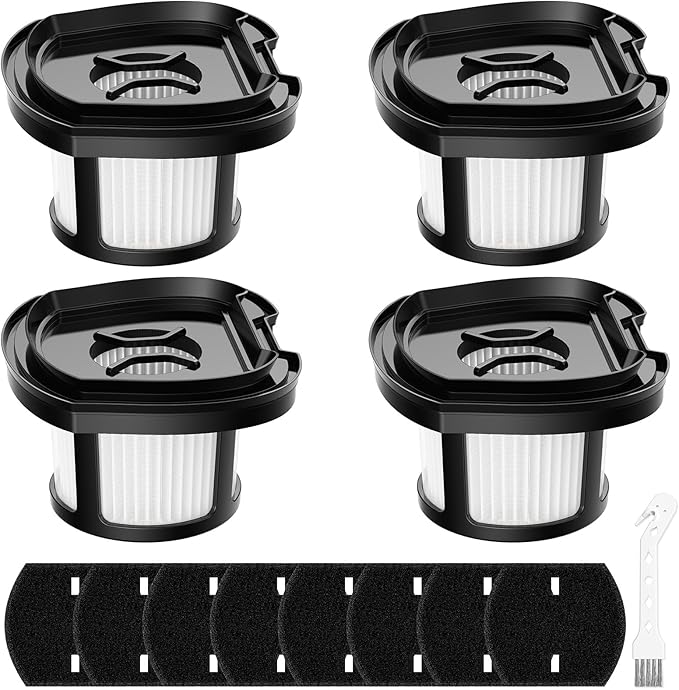 4 Pack 2284W 2390A Vacuum Replacement Filter Compatible with Bissell Pet Hair Eraser Hand Vacuum 2284W, 2390, 2390A, 2579, 2389, Part # 1614212 1614203 1614204, 4 Mesh Filters and 8 Foam Filters