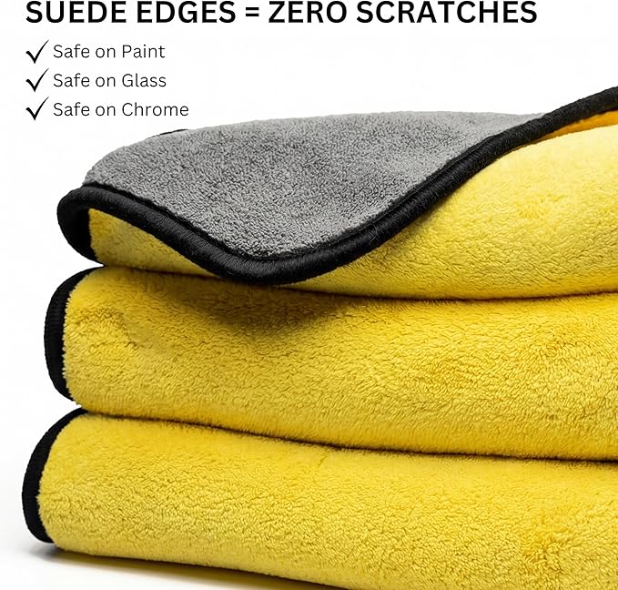 The Pro Stuff® Car Detailing Microfiber Towels - 600 GSM Thick Plush Auto Towels | Super Soft Dual-Sided for Cleaning, Washing, Buffing | Tagless, Scratch-Free, Lint Free Cloth (16"x16") | 3 Pack