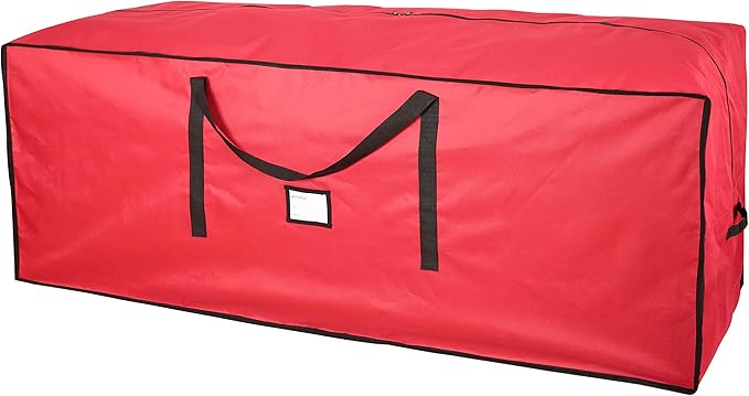 Sattiyrch Christmas Tree Storage Bag,Fits Up to 9 ft Tall Artificial Tree,Heavy Duty 600D Canvas Red Christmas Tree Storage Container with Sleek Dual Zipper and Durable Handles