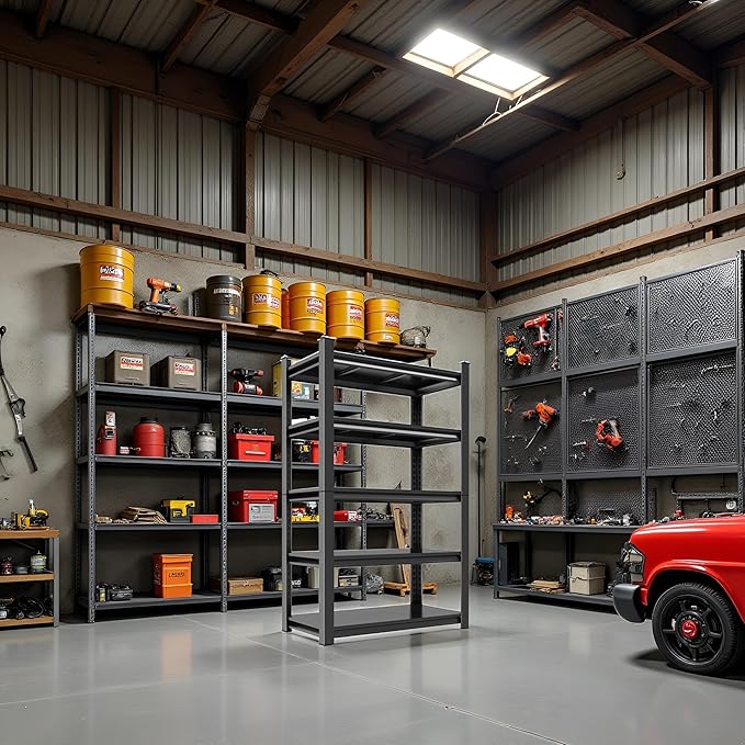 Notmise Metal Garage Shelving Unit, Heavy Duty 5-Tier Adjustable Storage Rack, Steel Shelving, 2000 lbs Capacity, Industrial Shelves for Heavy Tools and Equipment (5-Tier 72" H x36 W x 12" D)