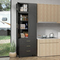 90" Pantry Kitchen Cabinet with Drawer, 75" Pantry Cabinets with 15" Cabinets, Freestanding Kitchen Storage Cabinet for Dining Room, Living Room, Alacena para Cocina, Assembly Required, Black