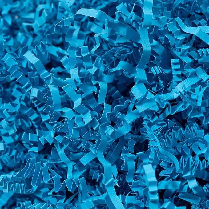 Mefleet 1 LB Crinkle Cut Paper Shred Filler Blue Crinkle Shredded Paper for Gift Box - Gift Basket Bag Filler - Grass Cushion Stuffing for Christmas Holiday Packaging Wrapping