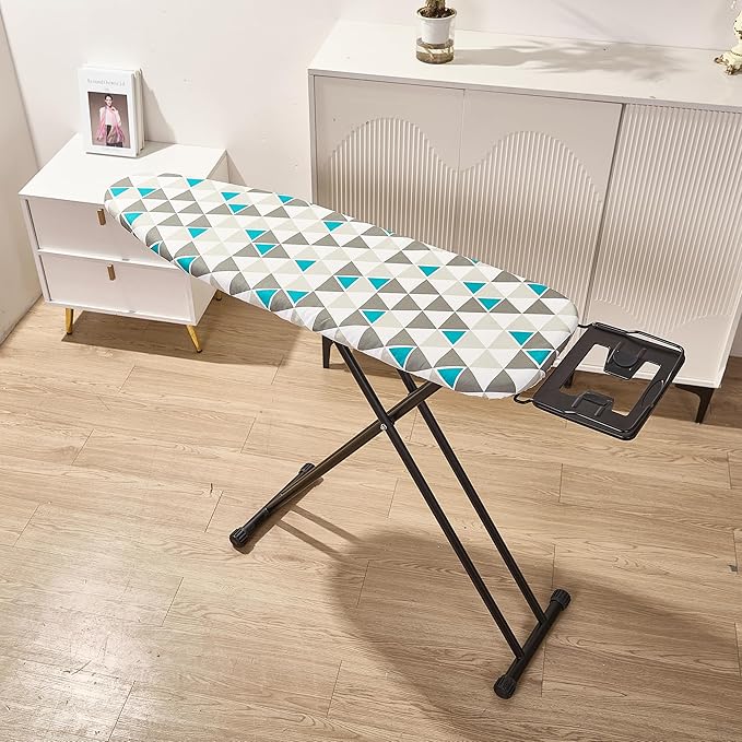 msezo Ironing Board 13x43 Extra Thick Heavy Duty Padded Cover，Full Size Ironing Board with Iron，Height Adjustable up to 36"，Anti-Skid Feet，Extra Wide Ironing Area