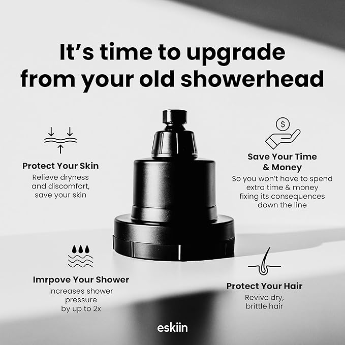 Filtered Showerhead - Best Shower Head With Filters For Healthy Hair & Skin - High Pressure Water Softener For Hard Water - Reduce Dandruff, Protect Colored Hair, And Soothe Dry Skin (Black)