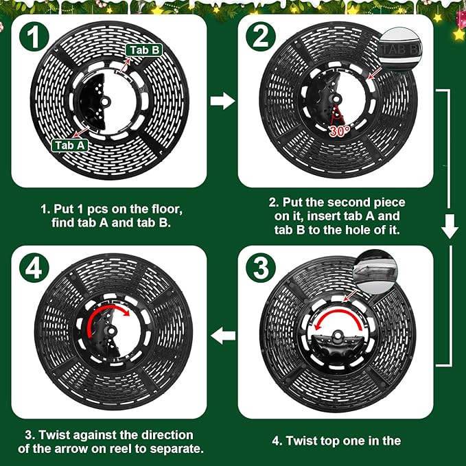 Christmas Light Storage Bag - Tear Proof 600D Oxford Fabric/Internal PVC Material with Reinforced Handles - With 4 Reels Stores up to 500 Ft Holiday Mini Christmas Tree Lights & Extension Cords,Green