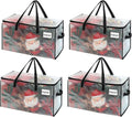 VENO 4 Pack Moving Bags, Christmas Storage Bins, Moving Boxes Alternative, Comforter and Blanket Storage Bags, College Dorm Packing Supplies, Foldable Heavy-Duty Tote (Clear, 4 Pack)
