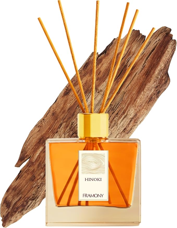 Hinoki Reed Diffuser - Luxury Japanese Ryokan Hotel Scent, Zen Forest Cypress & Cedarwood Fragrance, Home Spa Aromatherapy Gift Set, 6.4 fl oz (Hinoki Wood)