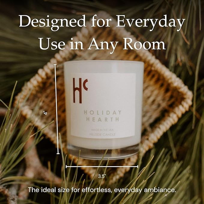 Holiday Hearth Single Wick Soy Candles, Luxury Scented Candles for Home - Up to 60 Hour Burn Time, Cruelty-Free Soy Wax Blend - Frosted Sugar Plum & Cinnamon Fragrance (9 oz)