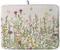 Wildflower Floral Dish Drying Mat for Kitchen Counter Vintage Rustic Flower Drying Mats Spring Summer Herb Plant Absorbent Microfiber Dishes Pad Washable Dish Draining Mat Extra Large 18"x24"
